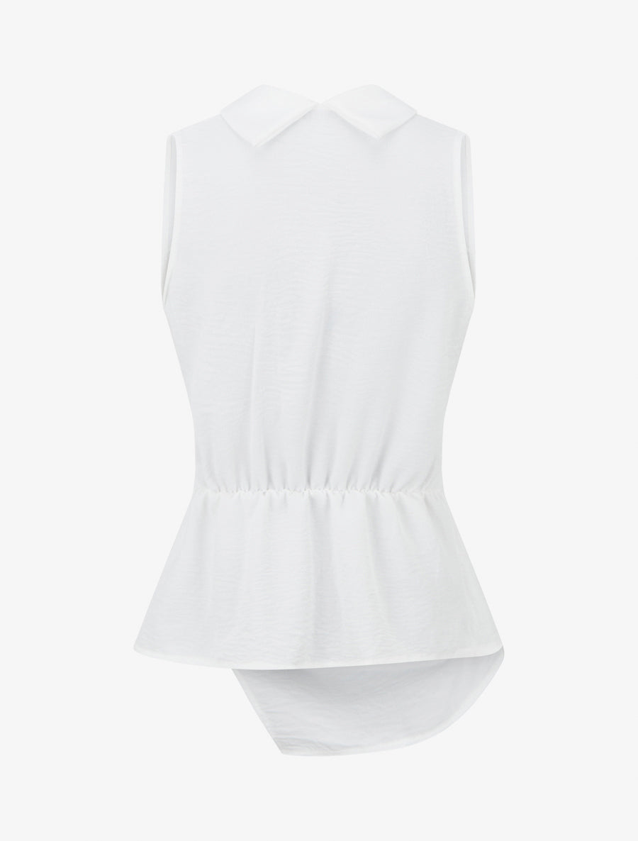 Top sans manches drapé à boutons - Blanc - 2