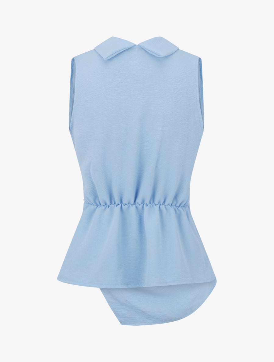 Top sans manches drapé à boutons - Bleu ciel - 2