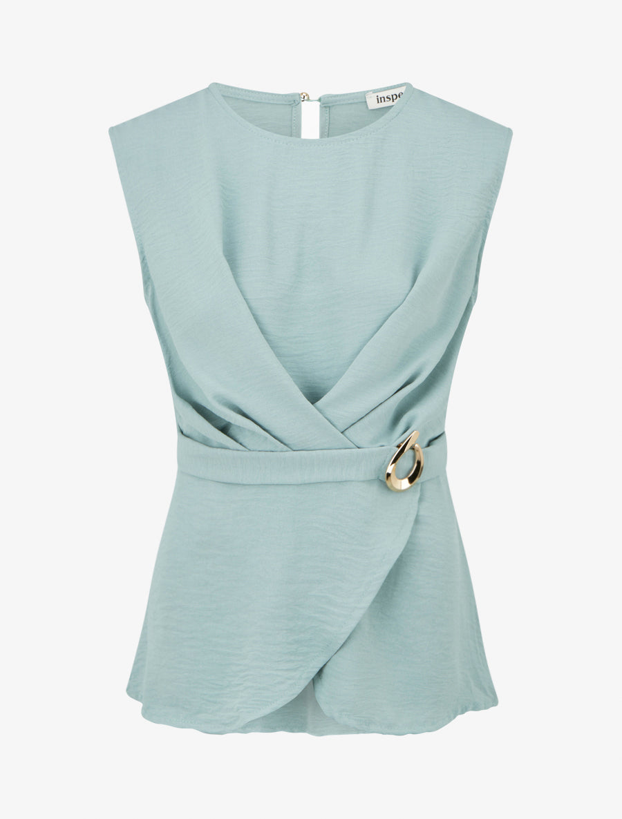 Top cintré à boucle décorative - Bleu clair - 1