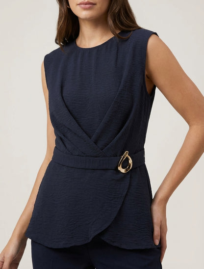 Top cintré à boucle décorative - Bleu nuit