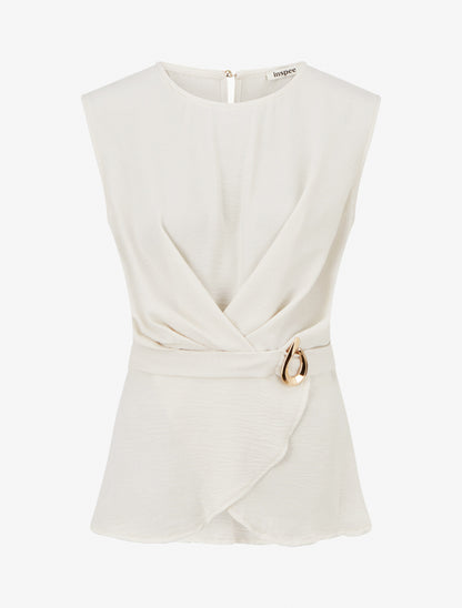 Top cintré à boucle décorative - Beige - 1