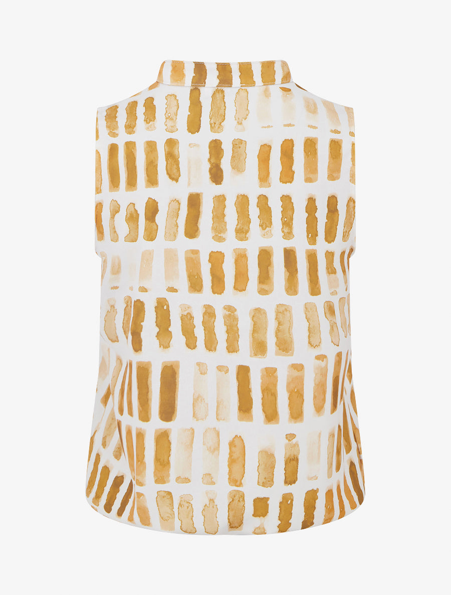 Top sans manches imprimé fantaisie - Jaune moutarde - 2