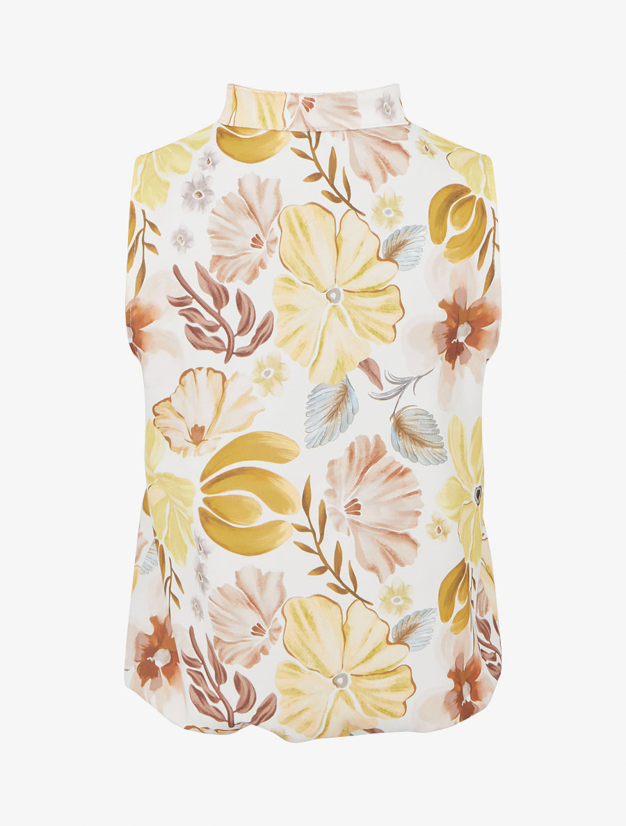 Top sans manches imprimé fleuri - Jaune - 2