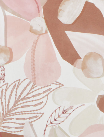 Caraco satiné imprimé floral à noeud - Beige