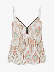 Caraco boule à zip et imprimé fantaisie - Beige - 1