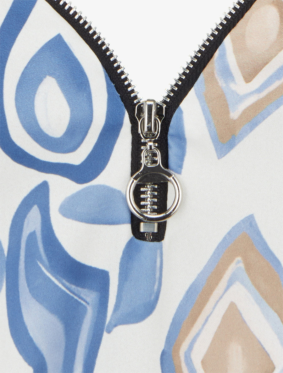 Caraco boule à zip et imprimé fantaisie - Bleu - 3