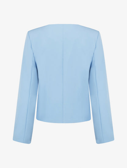 Veste droite à col rond et épaulettes - Bleu ciel - 2