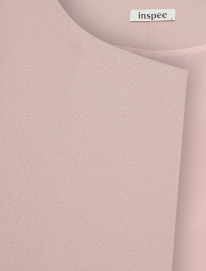 Veste droite à col rond et épaulettes - Rose - 3