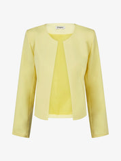 Veste droite à col rond et épaulettes - Jaune pastel - 1