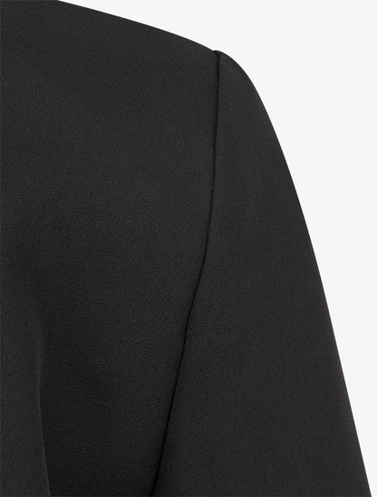 Veste droite à col rond et épaulettes - Noir - 3