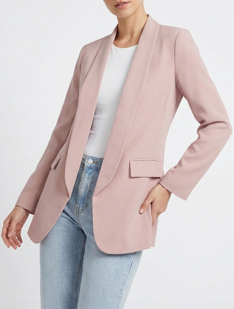 Blazer uni à manches longue - Vieux rose