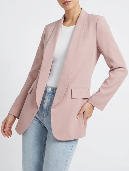 Blazer uni à manches longue - Vieux rose