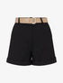 Short uni à ourlet et ceinturé - Noir - 1
