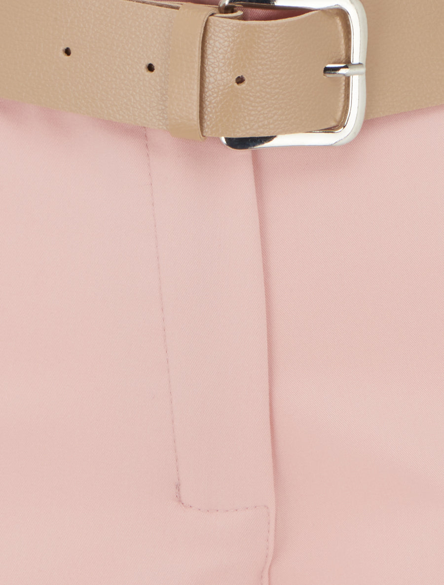 Short uni à ourlet et ceinturé - Rose - 3