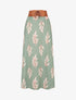 Jupe longue imprimé feuilles - Kaki - 1