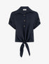 Chemise à nouer ample à manches courtes - Bleu nuit - 1