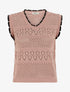 Pull sans manches à col contrastant - Rose - 1