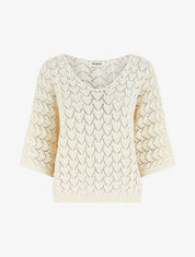 Pull ajouré col V - Beige clair