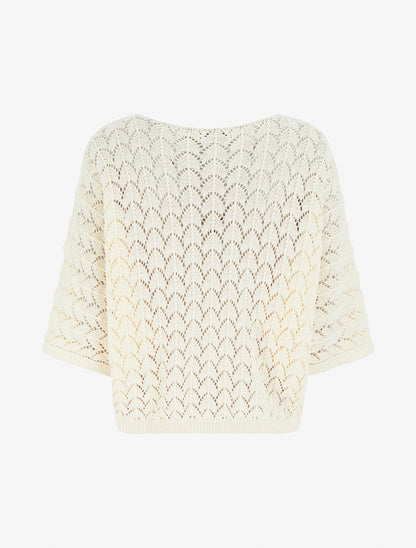 Pull ajouré manches courtes - Beige clair
