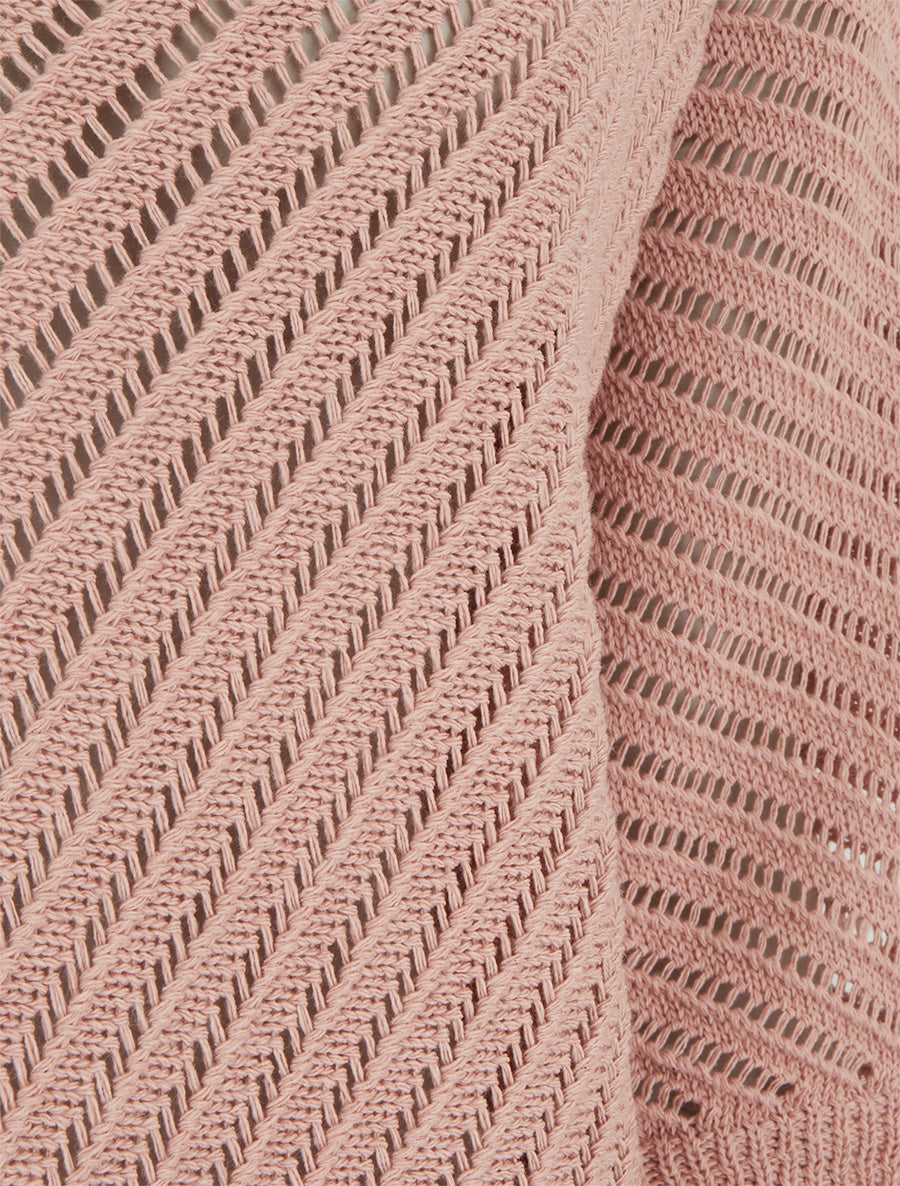 Pull ajouré à manches courtes chauve-souris - Rose - 3