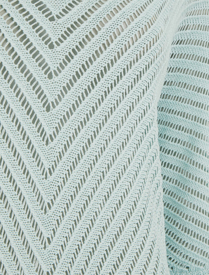 Pull ajouré à manches courtes chauve-souris - Bleu ciel - 3