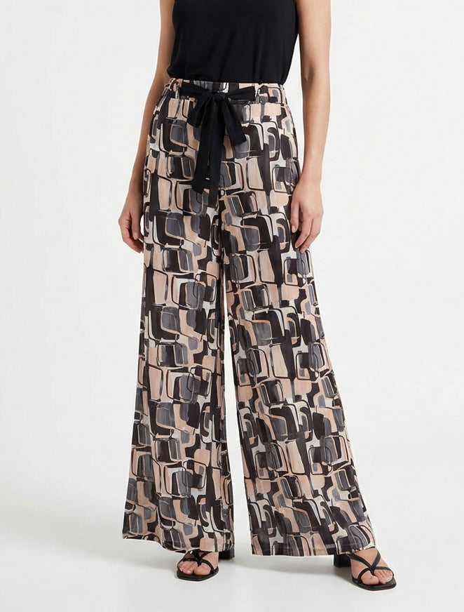Pantalon ample imprimé graphique - Noir