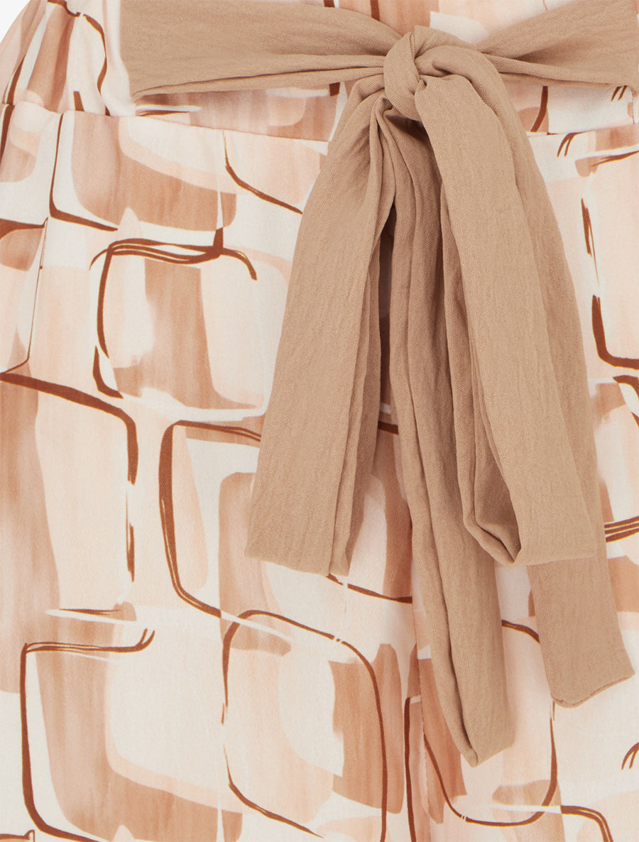 Pantalon ample imprimé graphique - Beige - 3