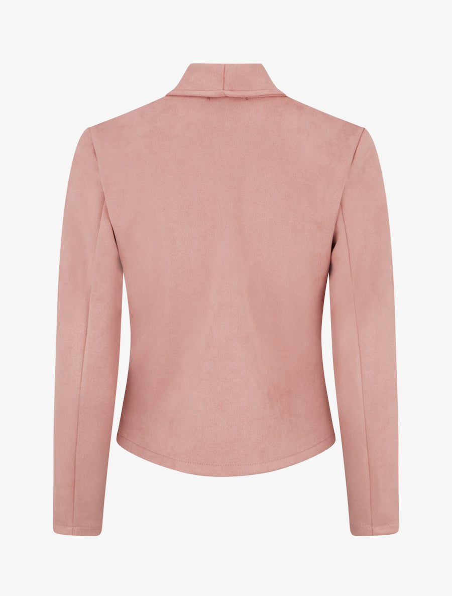 Veste en suédine à poches décoratives zippées - Vieux rose - 2