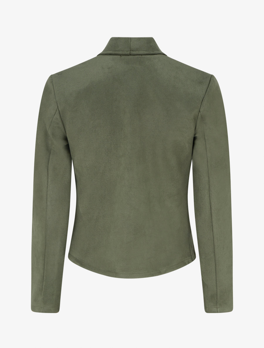 Veste en suédine à poches décoratives zippées - Kaki - 2