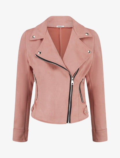 Veste en suédine style perfecto - Vieux rose - 1