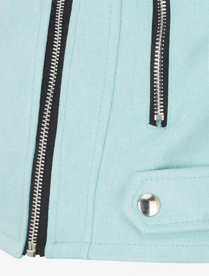 Veste en suédine style perfecto - Turquoise - 3