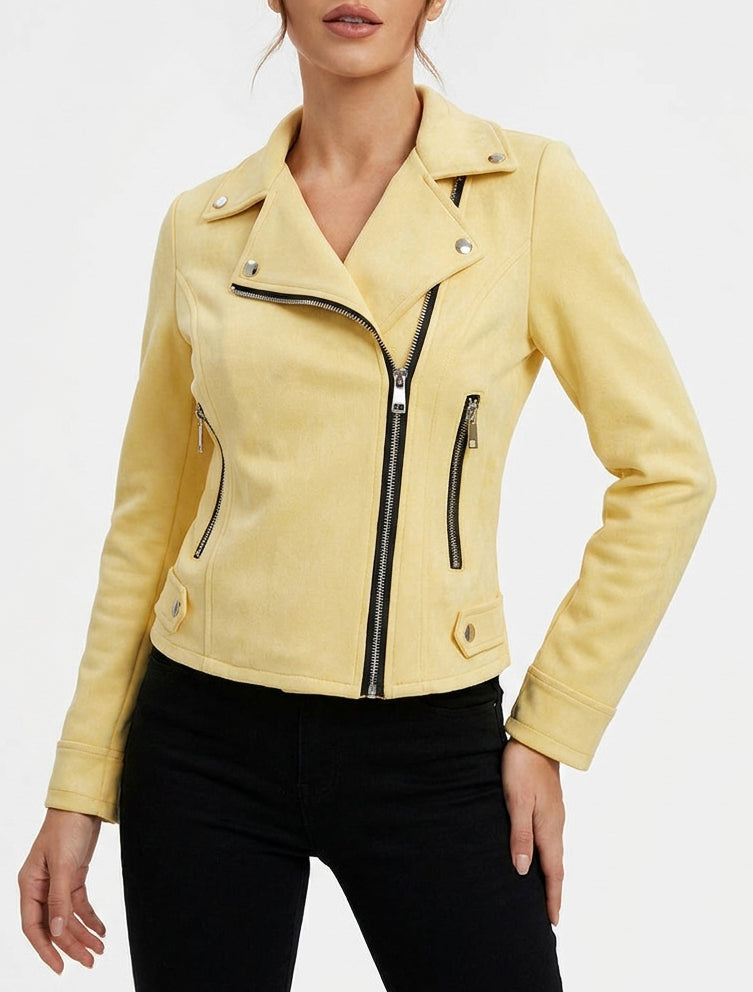 Veste en suédine style perfecto - Jaune