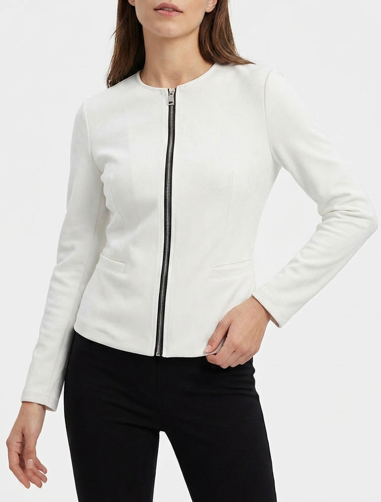 Veste en suédine zippée - Blanc