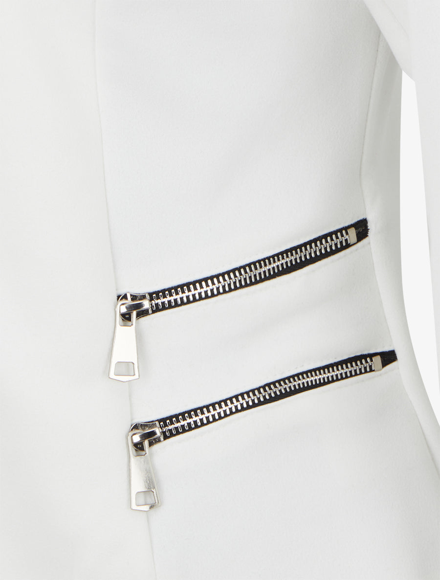 Veste en suédine à poches décoratives zippées - Blanc - 3