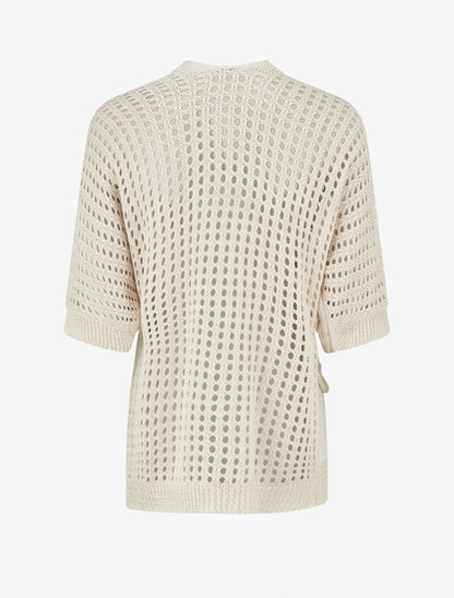 Gilet ouvert ajouré - Beige - 2