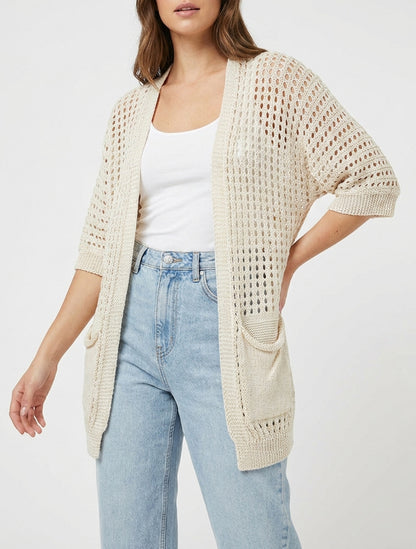 Gilet ouvert ajouré - Beige