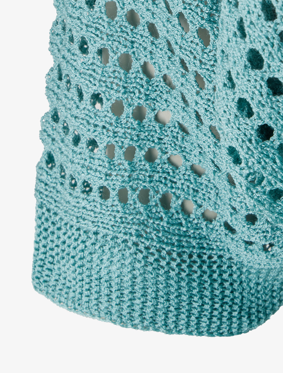 Gilet ouvert ajouré - Turquoise - 3