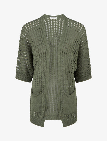 Gilet ouvert ajouré - Kaki - 1