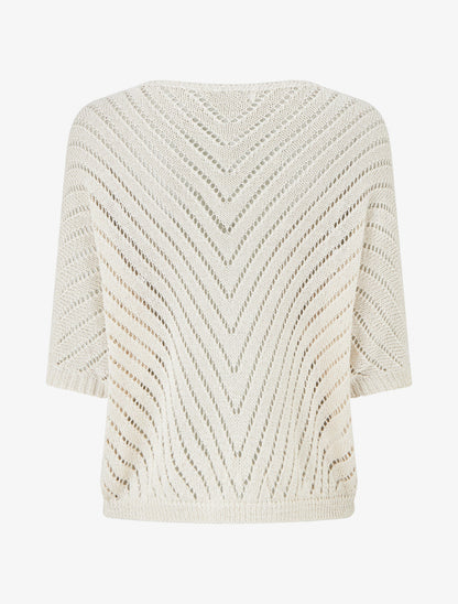 Pull en maille légère à col V - Beige