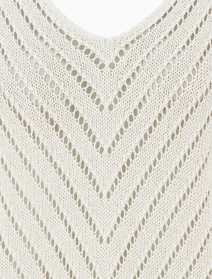 Pull en maille légère à col V - Beige