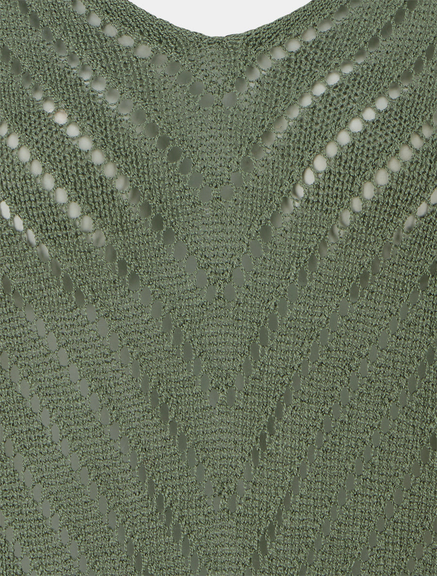 Pull en maille légère à col V - Kaki - 3