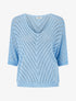 Pull en maille légère à col V - Bleu ciel - 1