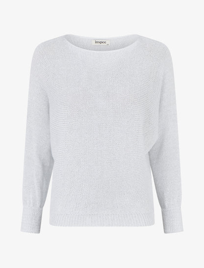 Pull irisé à manches chauve-souris - Blanc - 1
