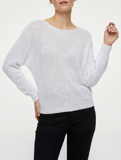 Pull irisé à manches chauve-souris - Blanc