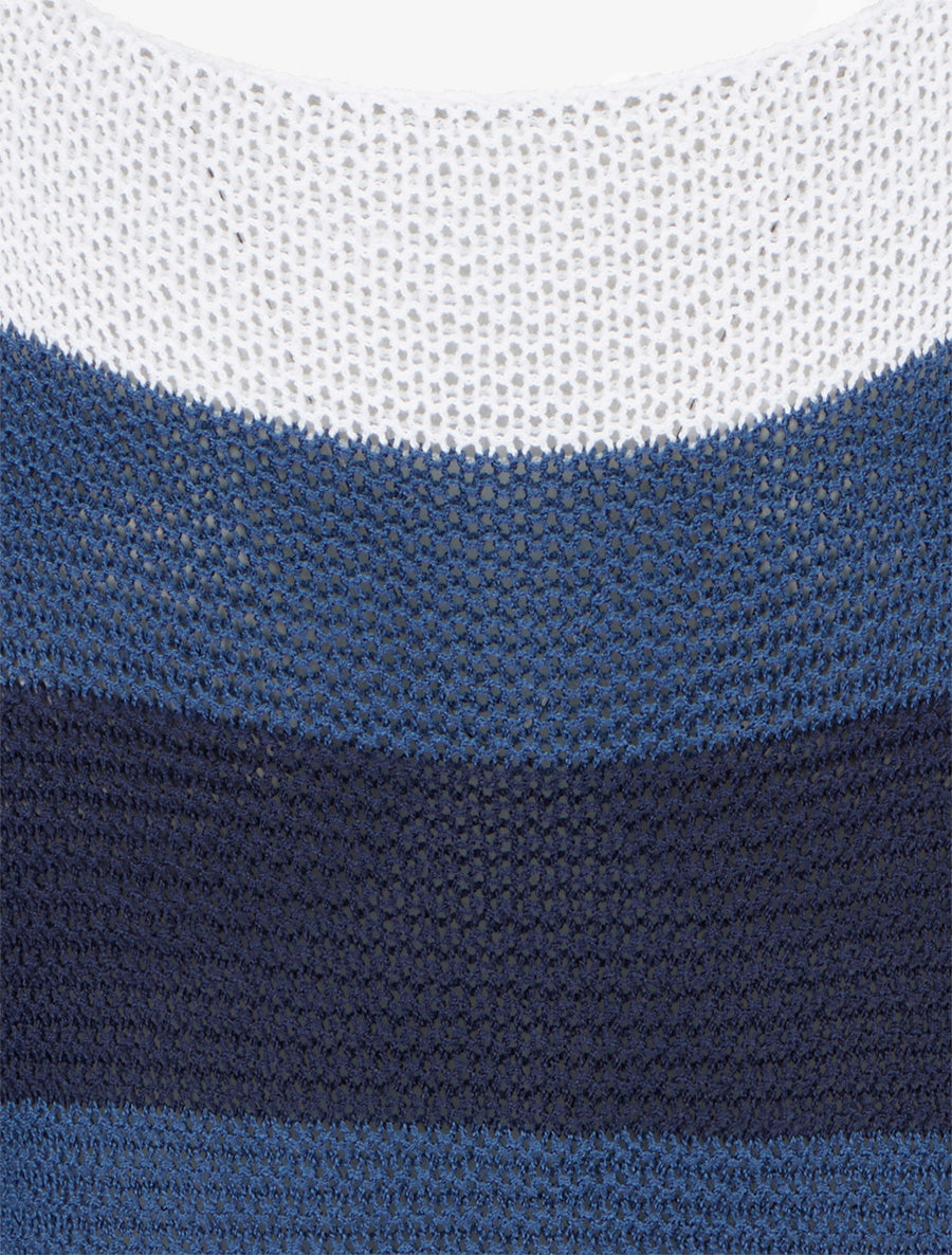 Pull ample à rayures et manches 3/4 - Marine - 3