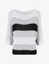 Pull ample à rayures et manches 3/4 - Noir - 1