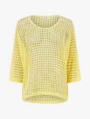 Pull uni ajouré à manches courtes - Jaune - 1