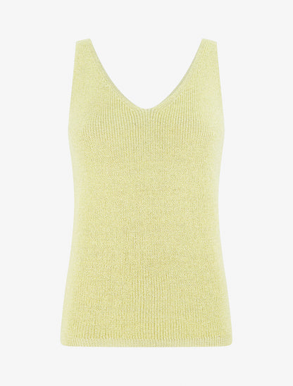 Top uni irisé en maille - Jaune - 1