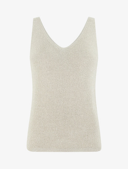 Top uni irisé en maille - Beige - 1