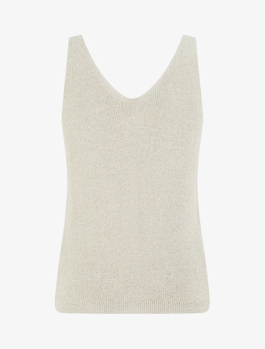 Top uni irisé en maille - Beige - 2